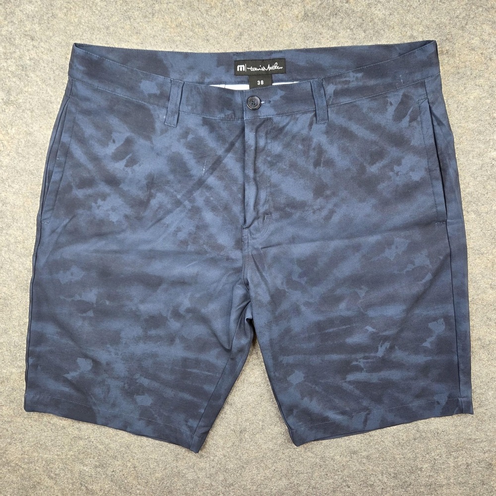 Travis Mathew Shorts Mens 38 Blue Camoβ Golf Chino Stretch 10 Inseam Casual